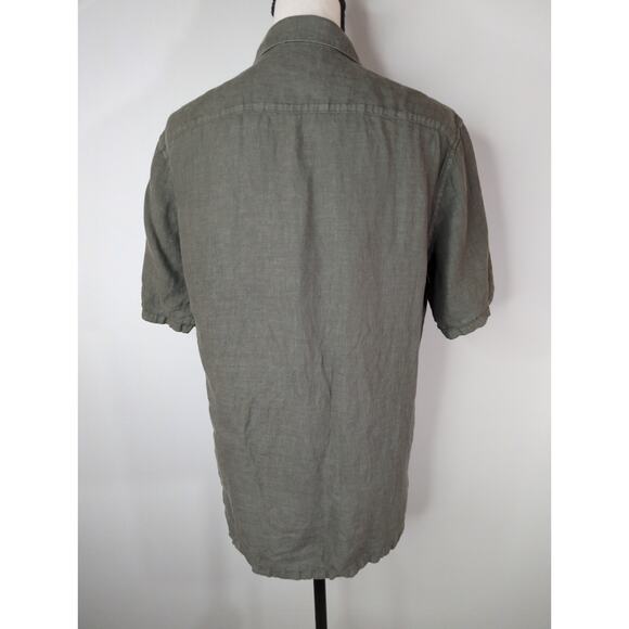 Theory Green Button Up Linen Short Sleeve Casual Top Women's Small - Picture 4 of 7